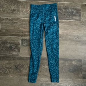 BLUE LEOPARD WORKOUT LEGGINGS